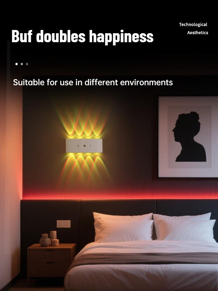 8-head RGB sensor wall light - wiring free rechargeable wall light, hole free charging sensor light, aisle light, bedroom light, battery wall light, door number light