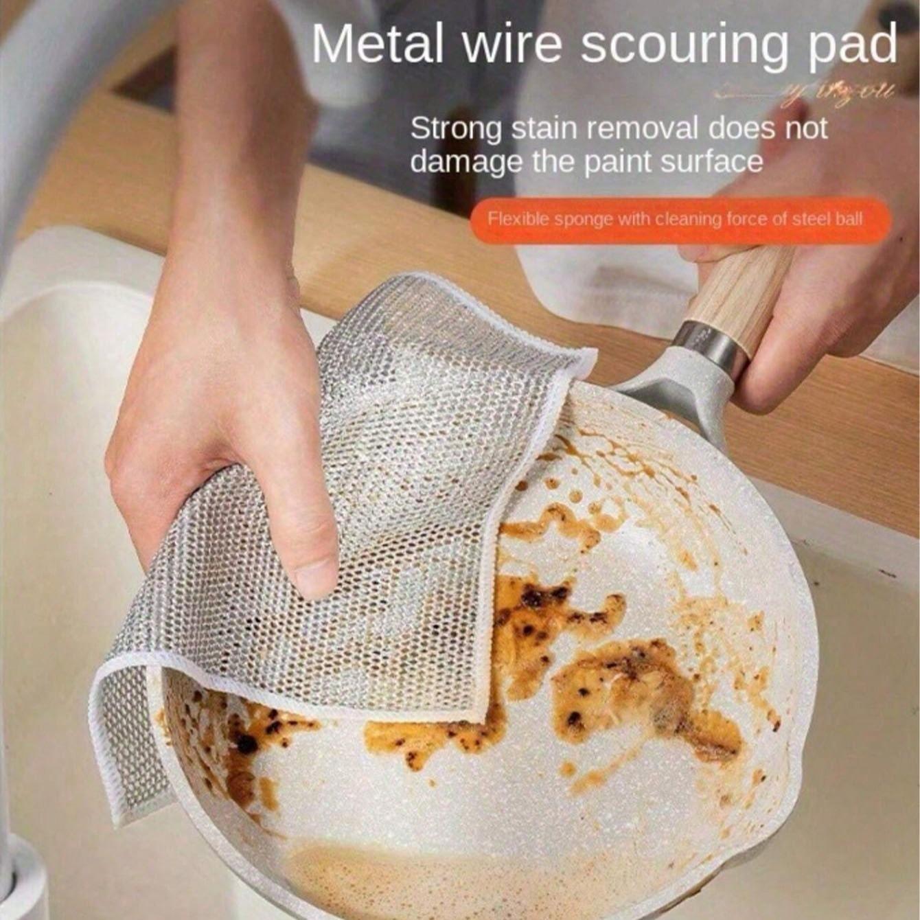 Iron Wire Sponge Cloth, 5/10/20/30/50pcs/set Scratch-free Dish Cleaning Cloth, Multi-purpose Dish Scrubber, Easy To Rinse and Reusable Cleaning Cloth for Kitchen Sink, Home Decor, Dishwashing Sponge, Kitchen Cleaning Supplies