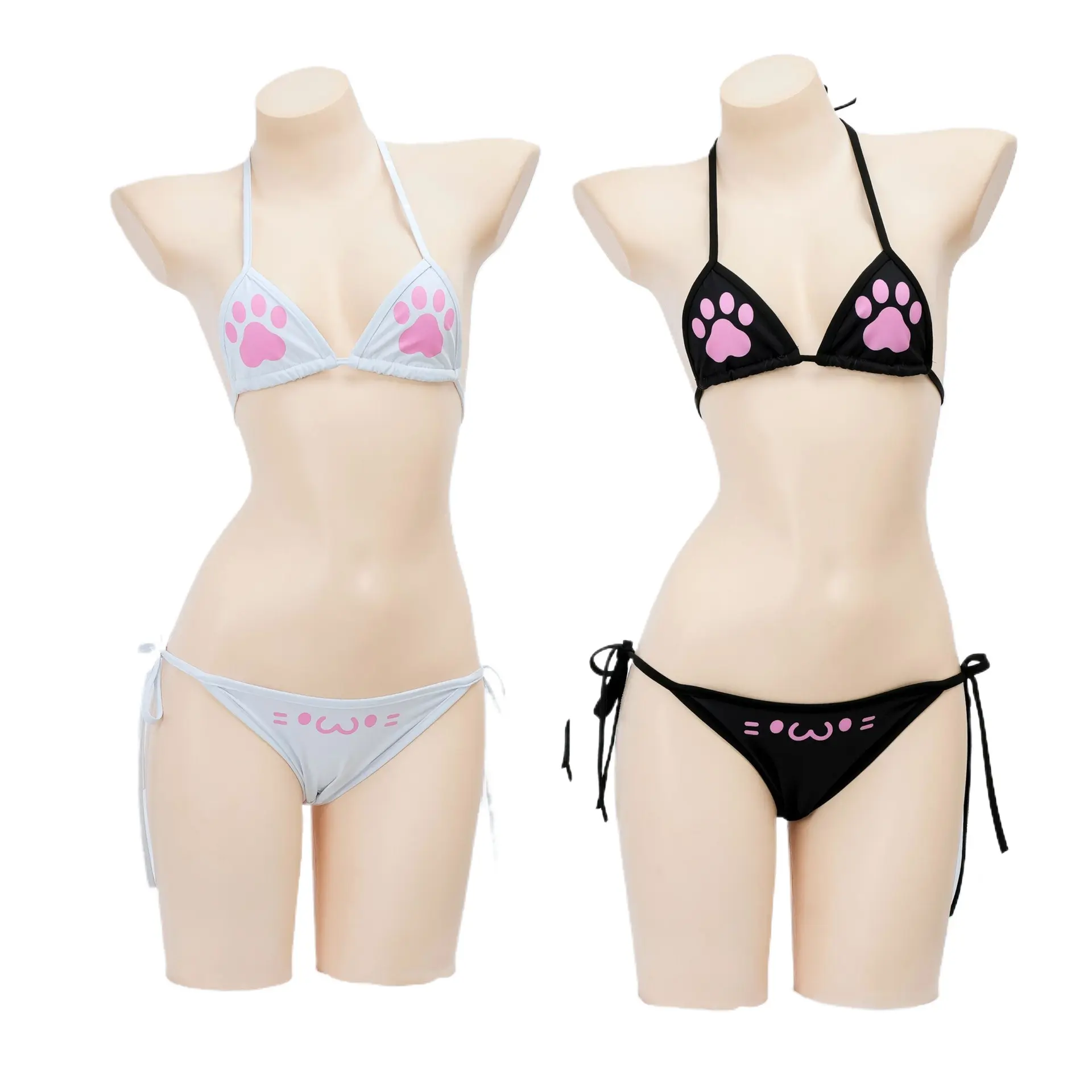 Japanese Anime Kawaii Cat Paw Micro Bikini Set Women Girl Bandage Backless Mini Swimsuit Underwear Lingerie Bathing Suit