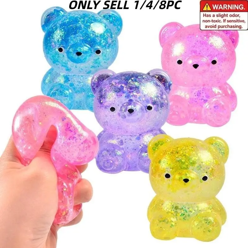 1/4/8‑Pack New Cute Bear Malt Sugar Squishy, Soft Rubber Squishy, Colorful Squeeze Figure, Novel Stress‑Relief Item, Multiple Color Options, Office Desktop Decor, Personal Collection, Birthday & Holiday Gift