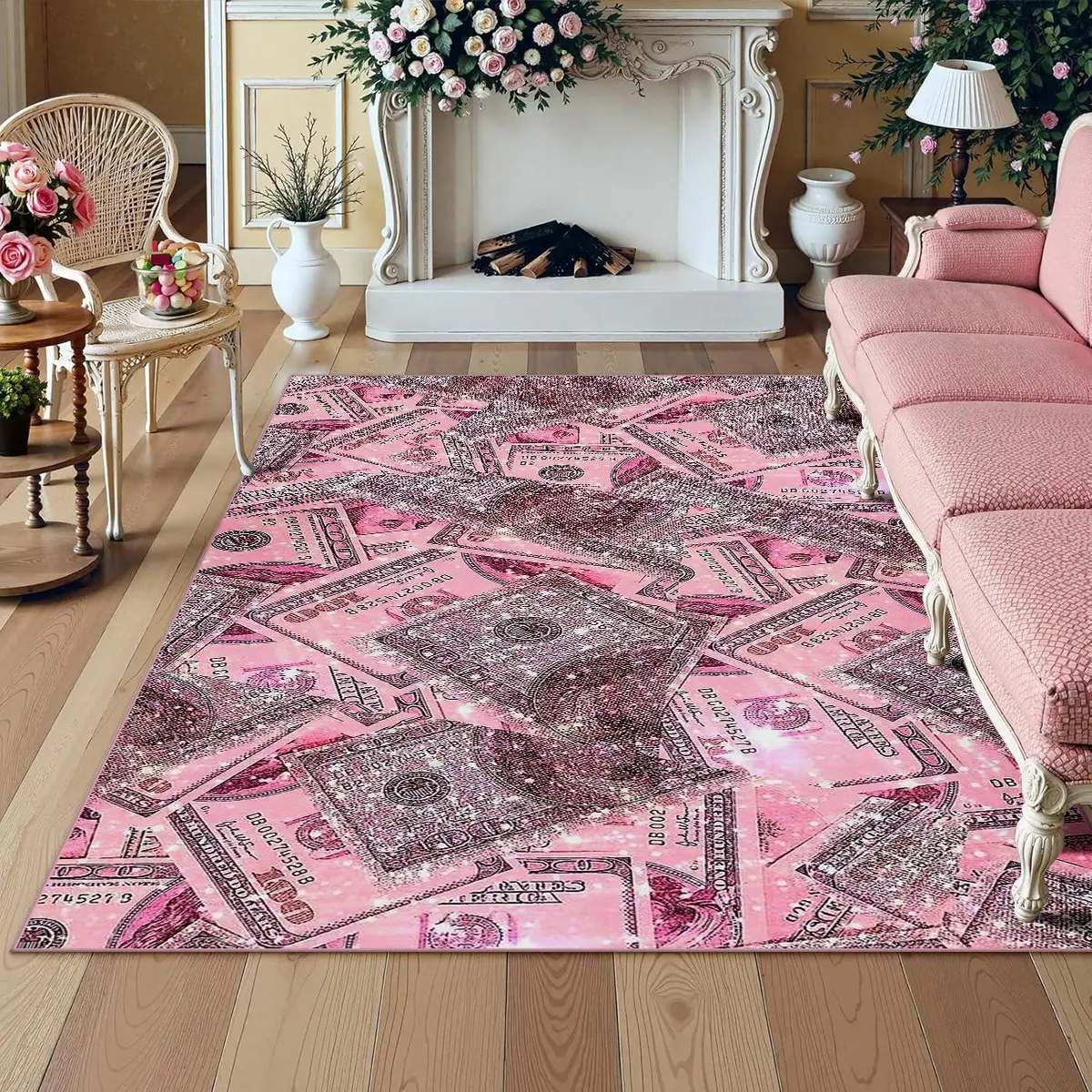 Gold Coin Pattern Carpet, Soft Area Rug, Absorbent Washable Rug, Machine Washable Rugs, Soft Indoor Rugs, Unique Rugs, Home Decorative Rug, Living Room & Sofa Decor, Non-Slip Absorbent Bathroom Mat, Anti Slip Rugs, Perfect Gift for Mother's Day