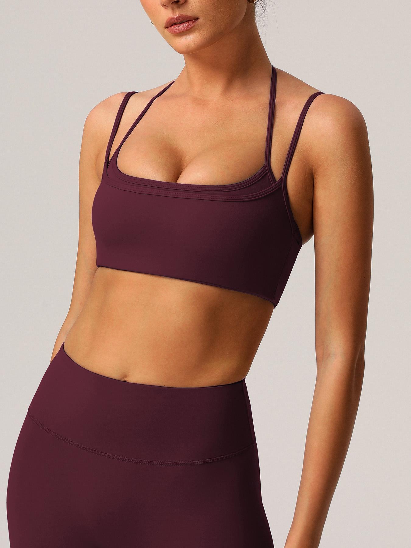 Women's Solid Halter Neck Sports Bra, Breathable Comfortable Wireless Sports Bra, Ladies Sportswear for Indoor Outdoor Wear, Gymswear, Workout Bras, Workout Clothes Women