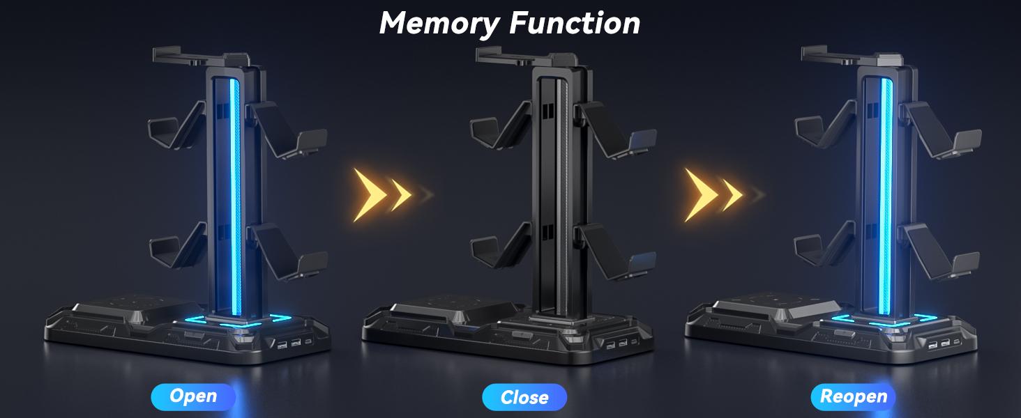 STANDARD GOODS GJ     P-CPS019    Headphone & Controller Stand with Wireless Charging - Rotatable Headset Stand with 9 Light Modes - Controller Holder with 2 USB and Type C Ports - for Gamers Desktop Accessories