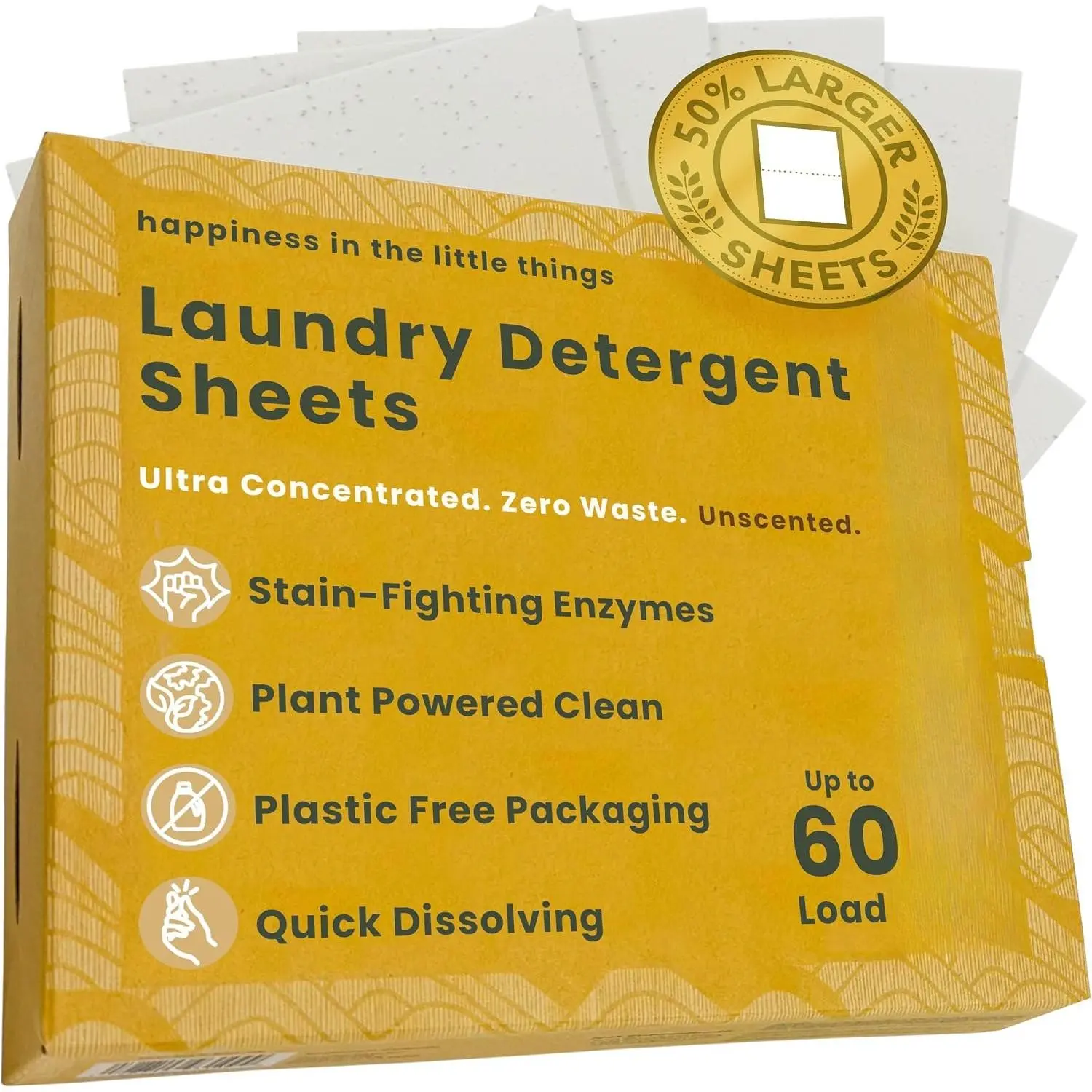 Laundry Detergent Sheets with   Stain-Fighting Enzymes - 60 Loads - Concentrated Liquidless Laundry Soap Sheets -  and Travel Laundry Detergent - Unscented