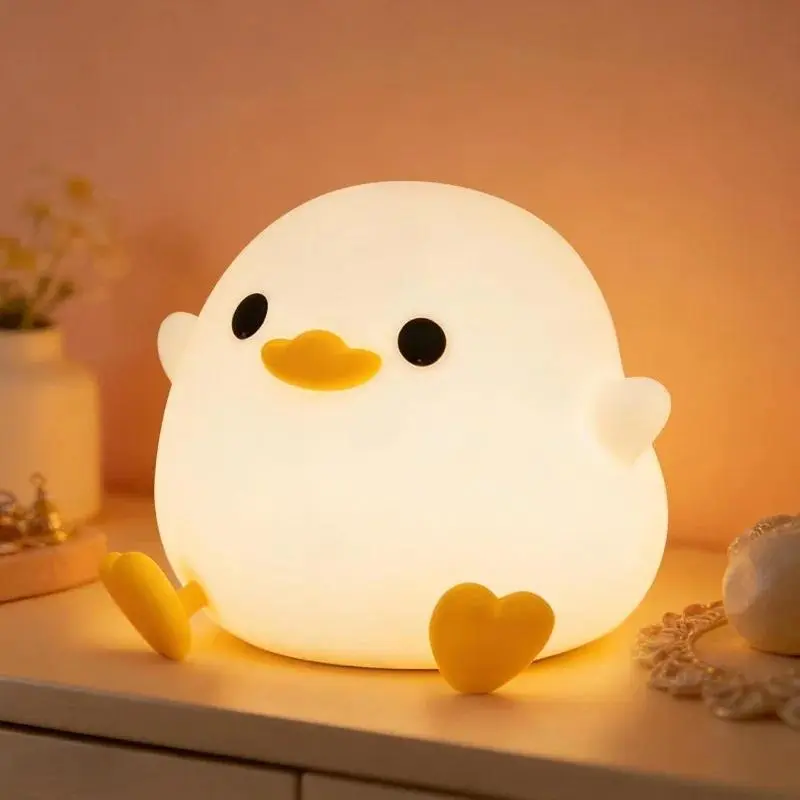 Cute DoDo Duck Lamp Squishy Silicone Dimmable Bedside Light Rechargeable Touch Nightlight for Boys Girls Room Decor