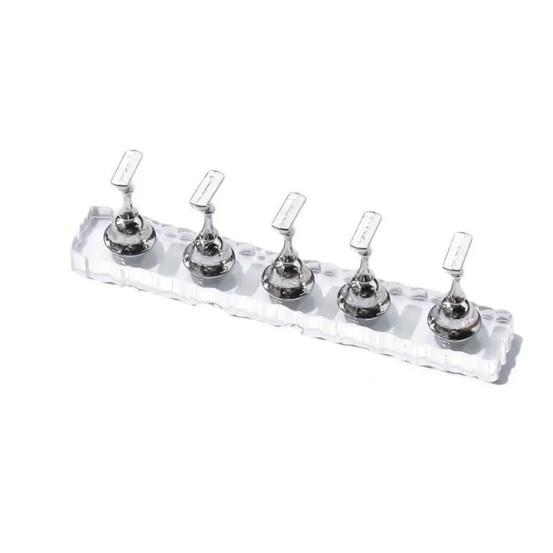 1/2 set of transparent acrylic nail support stands, suitable for fake nail training and display. They come with reusable glue and nail trays. Perfect for home DIY nail art tools and practice for beginners as well.