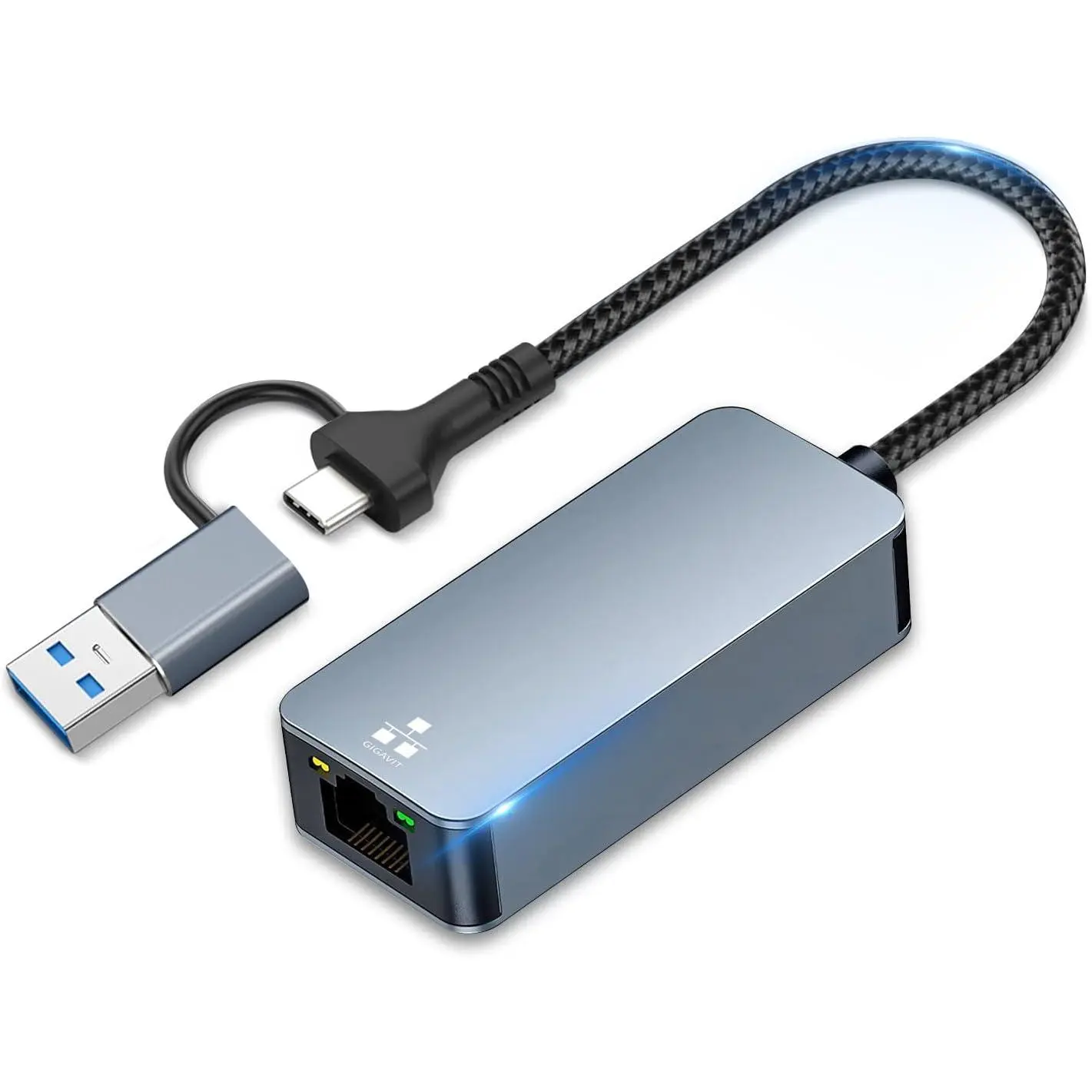 USB C-USB 3.0 to RJ45 Gigabit LAN Adapter, 1000 Mbps Wired Network Plug with Shell & Port for Laptop Connection, Compatible with Windows XP/Vista/7/8/10/11, macOS, Linux Devices