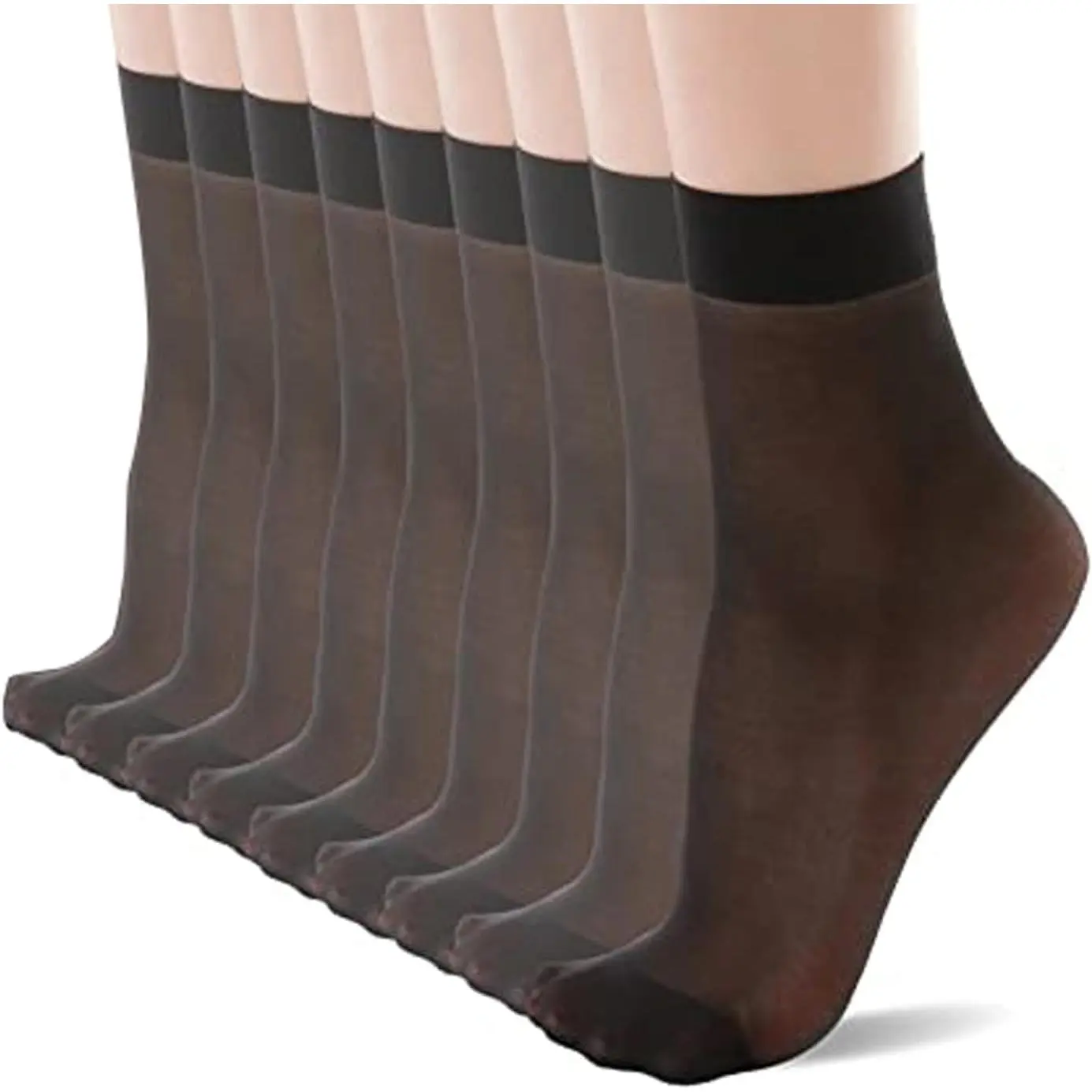 Women's Everyday Sheer Ankle Nylon Soft socks - 9 Pairs 20D Reinced Toe with Comt Top Hosiery