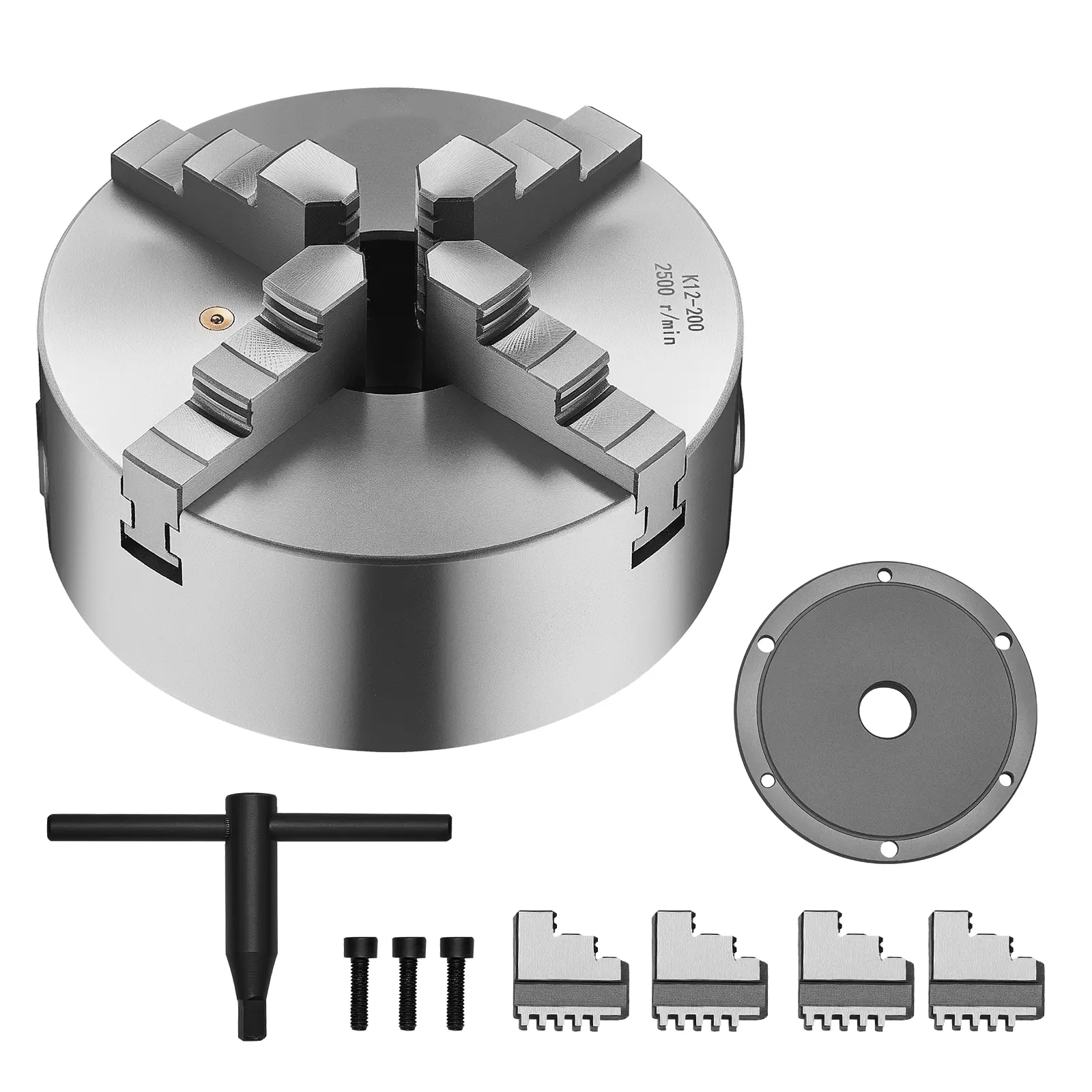 4-Jaw Lathe Chuck, HT300 Construction, Outstanding Hardness, Self-Centering Function, Ideal for Most Lathes
