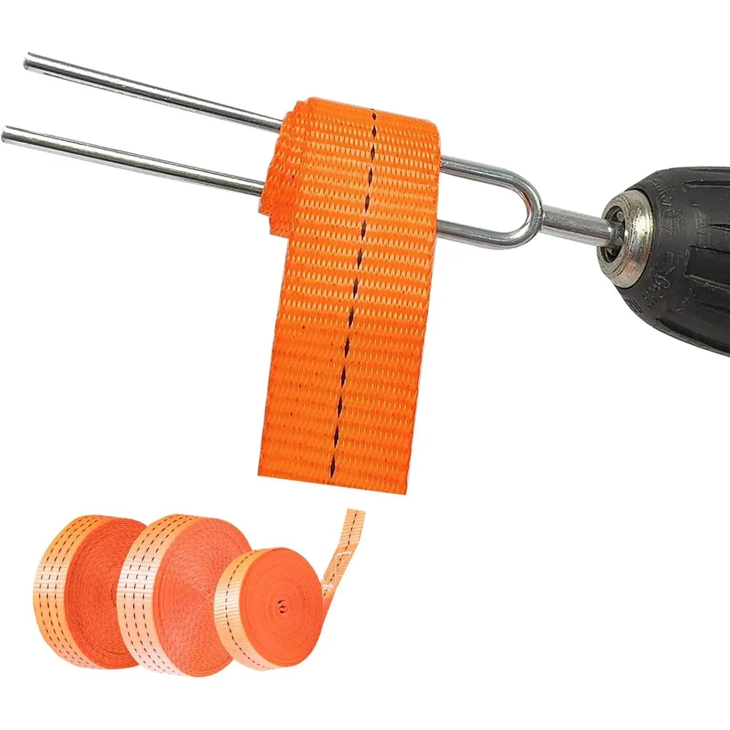 High-Efficiency Ratchet Strap Winder Wrapper Winding Machine Anchor Rope Winder Power Tool Steel Drill Attachment Rolling Up Strap Rollers for Flatbed Trailer and Trucker Up to 4 Inches