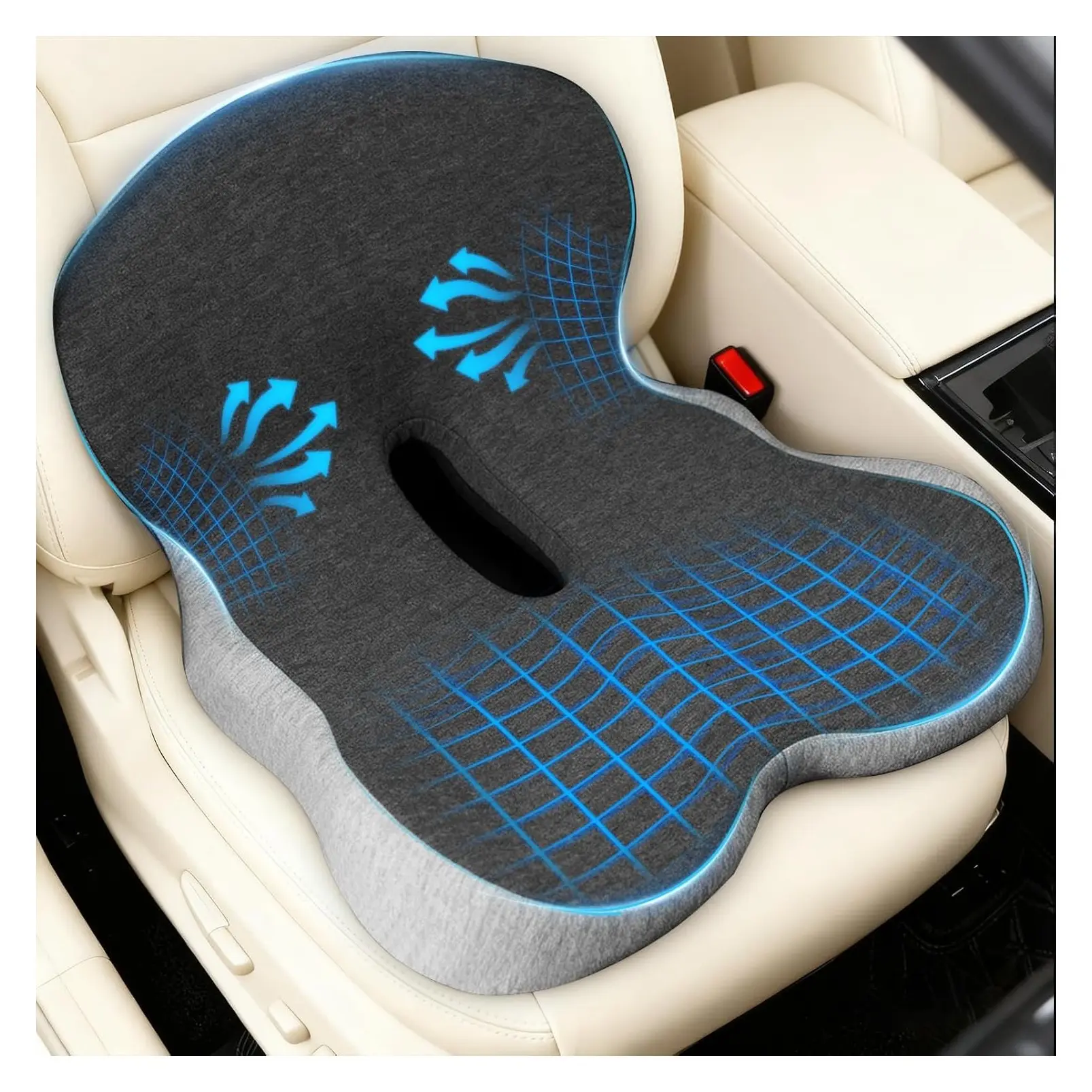 Memory Foam Car Seat Cushion with Lumbar Support Pillow, Orthopedic Back & Butt Support for Long Driving, Truck Driver and Office Chair Pain ReliefGift