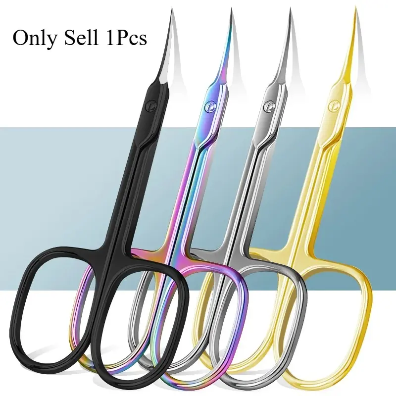 Professional Nail Cuticle Scissors, Extra Fine Curved Tips, Multi-Purpose for Eyebrows, Eyelashes, Mustache, Manicure Tools