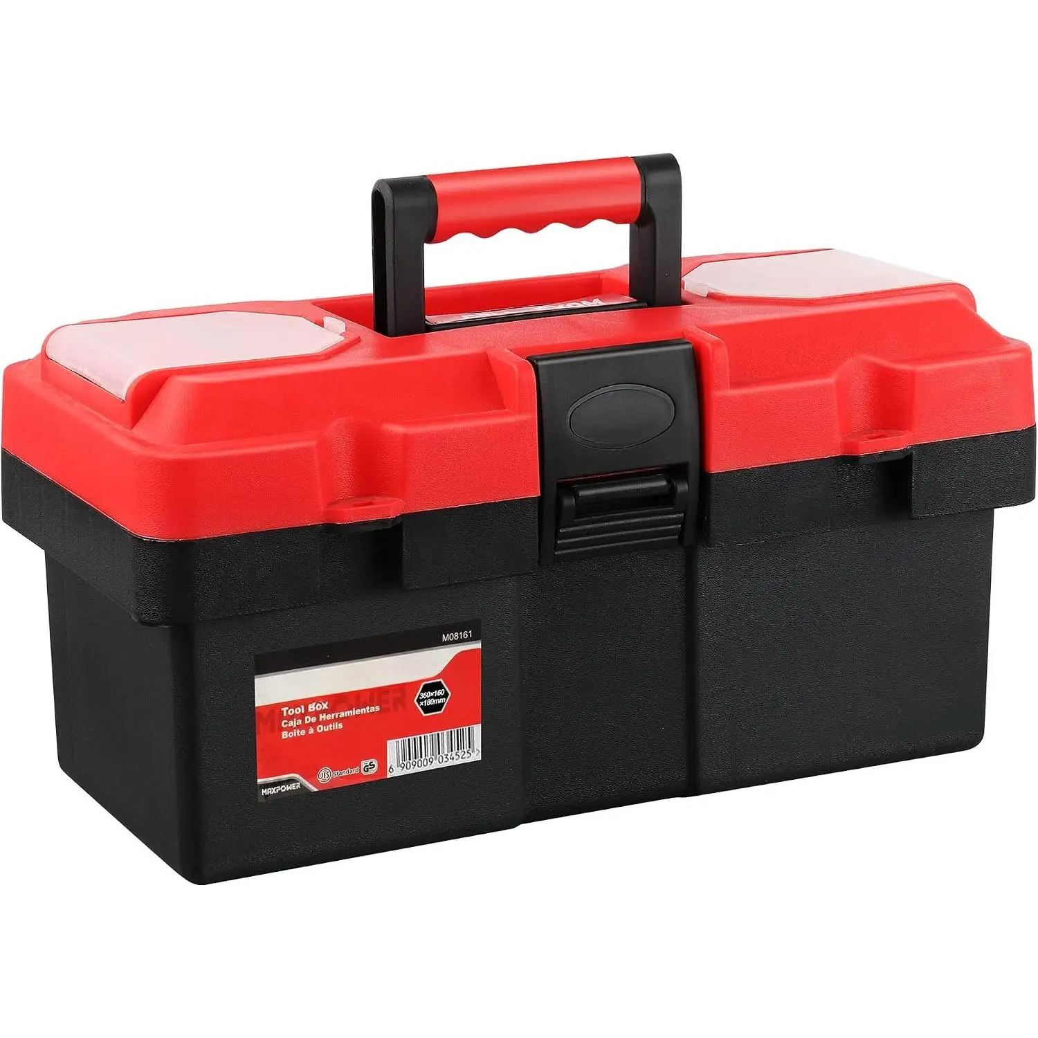 Small Tool Box, 14-inch Plastic Tool Boxes with Handle | Removable Tray with  Lock Secured, Red Toolbox for