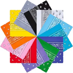 12Pcs Bandanas For Men＆Women,100％ Premium Quality Cotton Handkerchidf 22''×22'' Paisely Pattern Hair Headband.