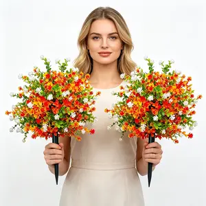 Never-Ending Flowers! 1 Fall Artificial Flower Stake with 68 Branches, Vibrant Colors, Perfect for Thanksgiving Decor, Yard, Balcony, Lawn, Sidewalk, Garden Bed