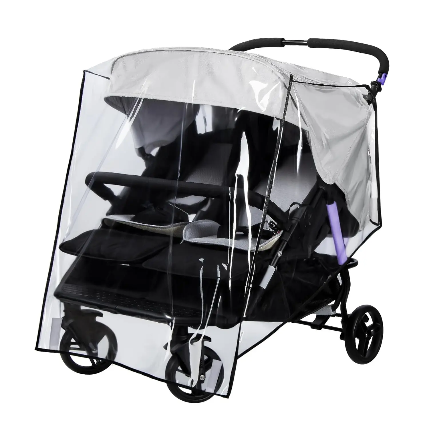 Double Stroller Rain Cover for Side-by-Side Twin Strollers, Clear EVA Weather Shield - Ventilated Rain, Wind, Snow and Dust CoverGift