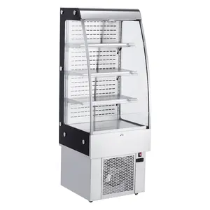 8.8 Cu.Ft. Commercial Open-Air Refrigerated Display Case, 110V, Black Stainless Steel and Tempered Glass