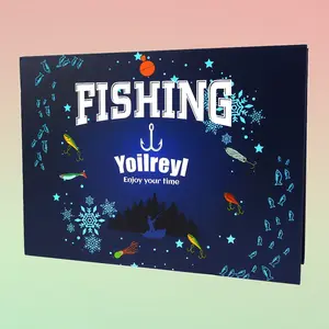 Fishing Advent Calendar Gift – 24-Day Countdown with Lures & Tackle, Blue Holiday Surprise Box for Fishing Enthusiasts