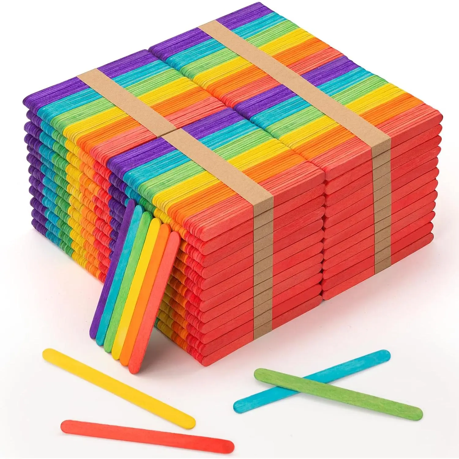 2400 count Colored Popsicle Sticks for Crafts, 4.5 Inch Colored Wooden Craft Sticks, Ice Cream Sticks, Rainbow Popsicle Sticks,  for DIY Craft Creative Designs and Handicraft
