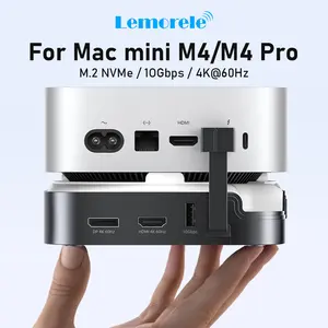 Lemorele TC800 7-in-1 Mac mini M4 docking station features an M.2 NVMe SSD slot, supports triple-screen 4K 60Hz display, and is compatible with Mac mini M4/M4 Pro.