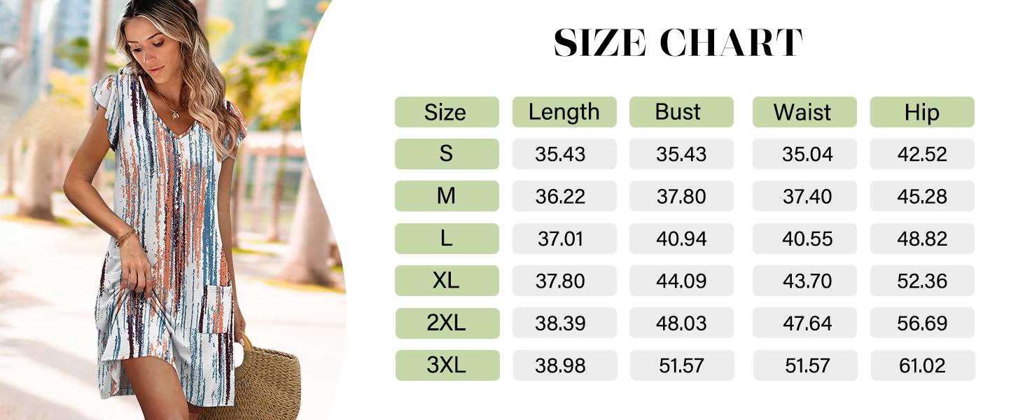 WIHOLL Womens Summer Dresses Ruffle Sleeve V Neck Loose Swing Sundresses with Pockets Plain/Print WIHOLL Womens Summer Dresses Ruffle Sleeve V Neck Loose Swing Sundresses with Pockets Plain/Print