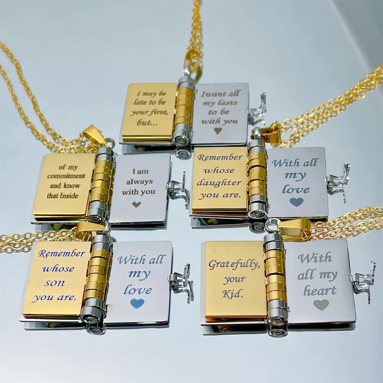 Love Book Necklace for Daughter & Son | Engraved "My Little Hero & My Little Angel" Love Letters | Sentimental Jewelry for Dad Mom Son Daughter Grandpa Grandma & Lovers | Perfect Gift to Express Deep Emotions & Heartfelt Ideas for Kids