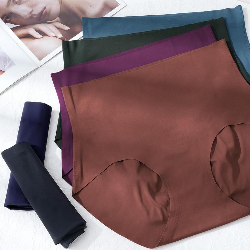 LEVAO High Waisted Underwear for Women Comfortable Seamless No Show Full Coverage Briefs Stretchy Invisible Panties 6 Pack S-XXL