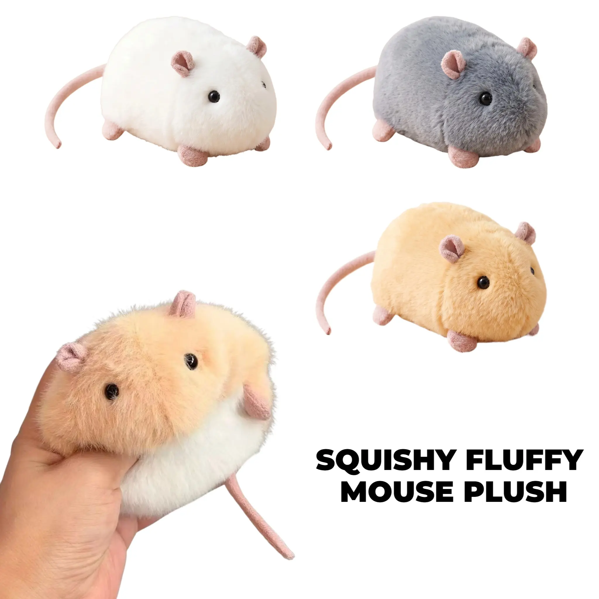 Cute Mini Rat Plush, Gray and White Cuddly Stuffed Animal Toy, Adorable Rodent Plushie and Kawaii Small Animal Pillow, Unique Gift for Animal Lovers, Soft Stuffed Animals, Cute Stuffies-YY0