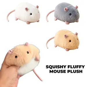 Cute Mini Rat Plush, Gray and White Cuddly Stuffed Animal Toy, Adorable Rodent Plushie and Kawaii Small Animal Pillow, Unique Gift for Animal Lovers, Soft Stuffed Animals, Cute Stuffies-YY0