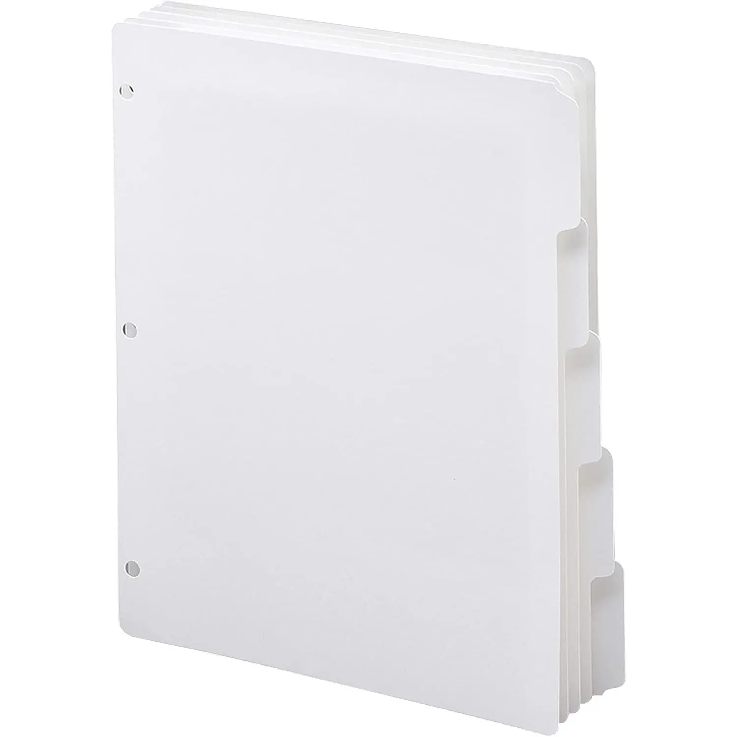 White Binder Index Dividers, 3 Ring Binder Dividers with Tabs, 5-Tab | Five wide 1/5-cut tabs per set make subject dividers or page dividers: twenty sets, one hundred white binder dividers.