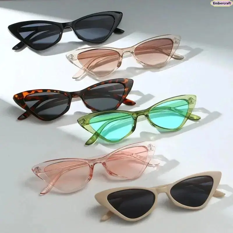Y2K Aesthetic Cat Eye Sunglasses Set for Women & Men, Viral Retro Small Frame UV400 Shades 6-Pack Candy Color Mirrored Eyewear, Chic Lightweight Party Glasses for Summer Outfit, Beach Trips, Music Festival & Everyday Fashion Looks