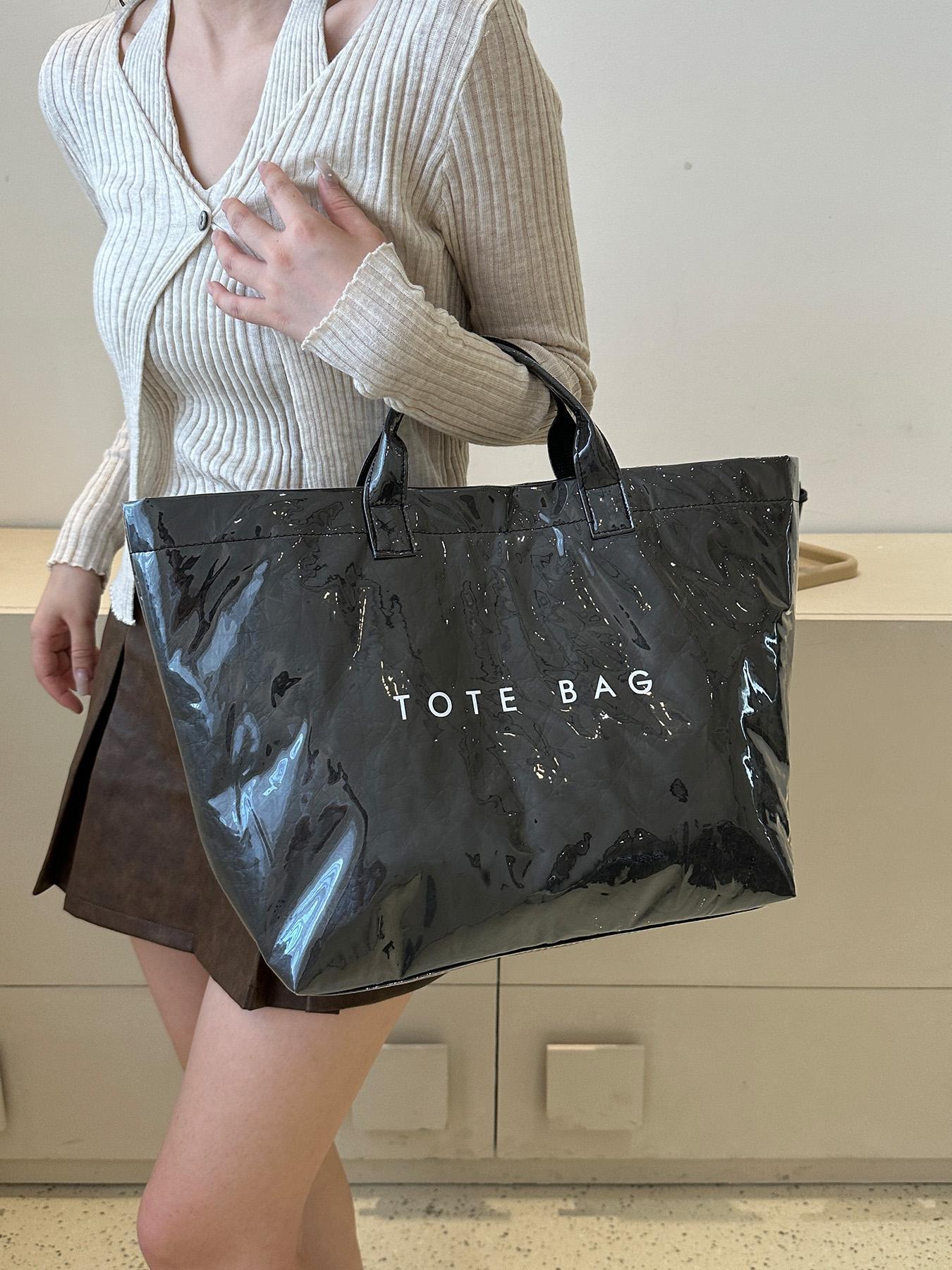 Fashionable Solid Color Tote Bag, Large Capacity Bag for Women & Men, Casual Trendy Versatile High-quality Daily Commuting Bag, Girl Fashion Bag