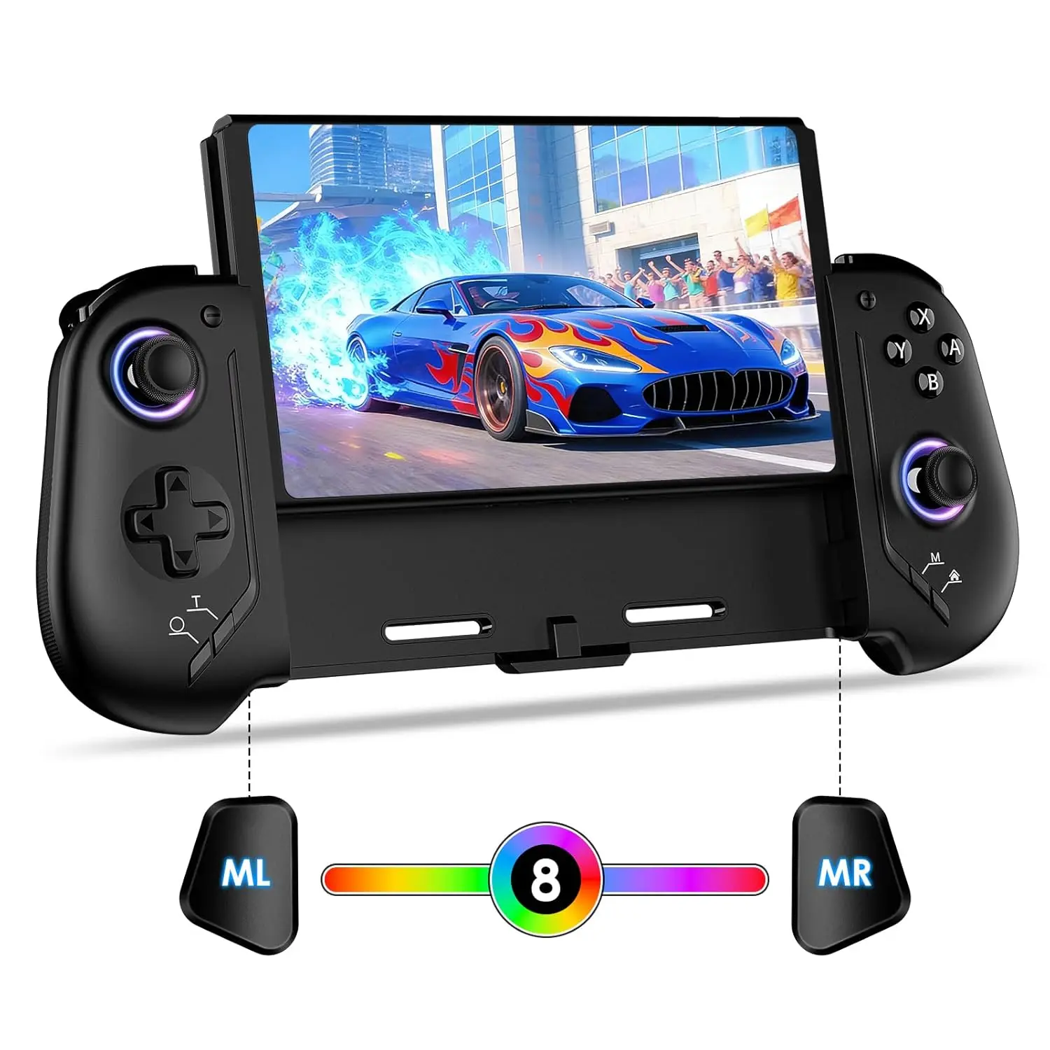 Controllers Compatible with  /OLED, Hall Effect - Controllers with 6-Axis Gyro, Motion Control, Wake-up,  Vibration, Turbo, 1000mAh , Black