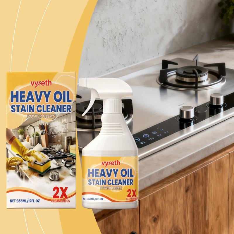(2 Pieces)Heavy Oil Stain Cleaner,Oil Stain Cleaner Spray with Sprayer, Cleaner Treatment Agent, Stain Remover, Household Cleaning Product for Kitchen Stove, Range Hood, Cleaning Supply, Interior Cleaner, Kitchen Cleaning Supplies, Deep Stain Remover