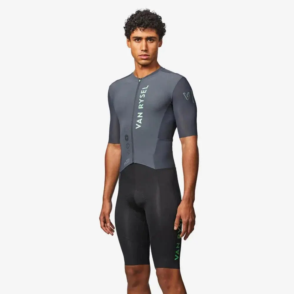 Van/Rysel Men's Slim-Fitting Short Sleeve Biking Speedsuit - Breathable Cycling Sports Wear, Professional Triathlon Ciclismo Active Top, Athletic Tops, Breathable Jersey, Lightweight Breathable Jersey