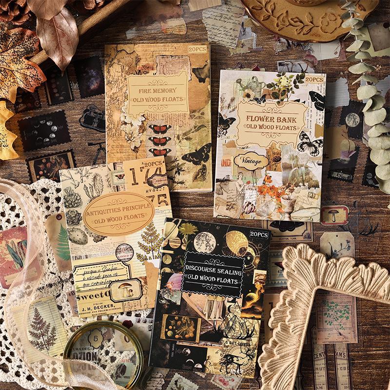 Vintage Scrapbooking Sticker Book, 20 Sheets/book Vintage Scrapbooking Sticker, Decorative Sticker for Scrapbooking, Journaling, Gift Wrapping, Crafts, Scrapbook Materials, Sticker Packs, Stickers Kit