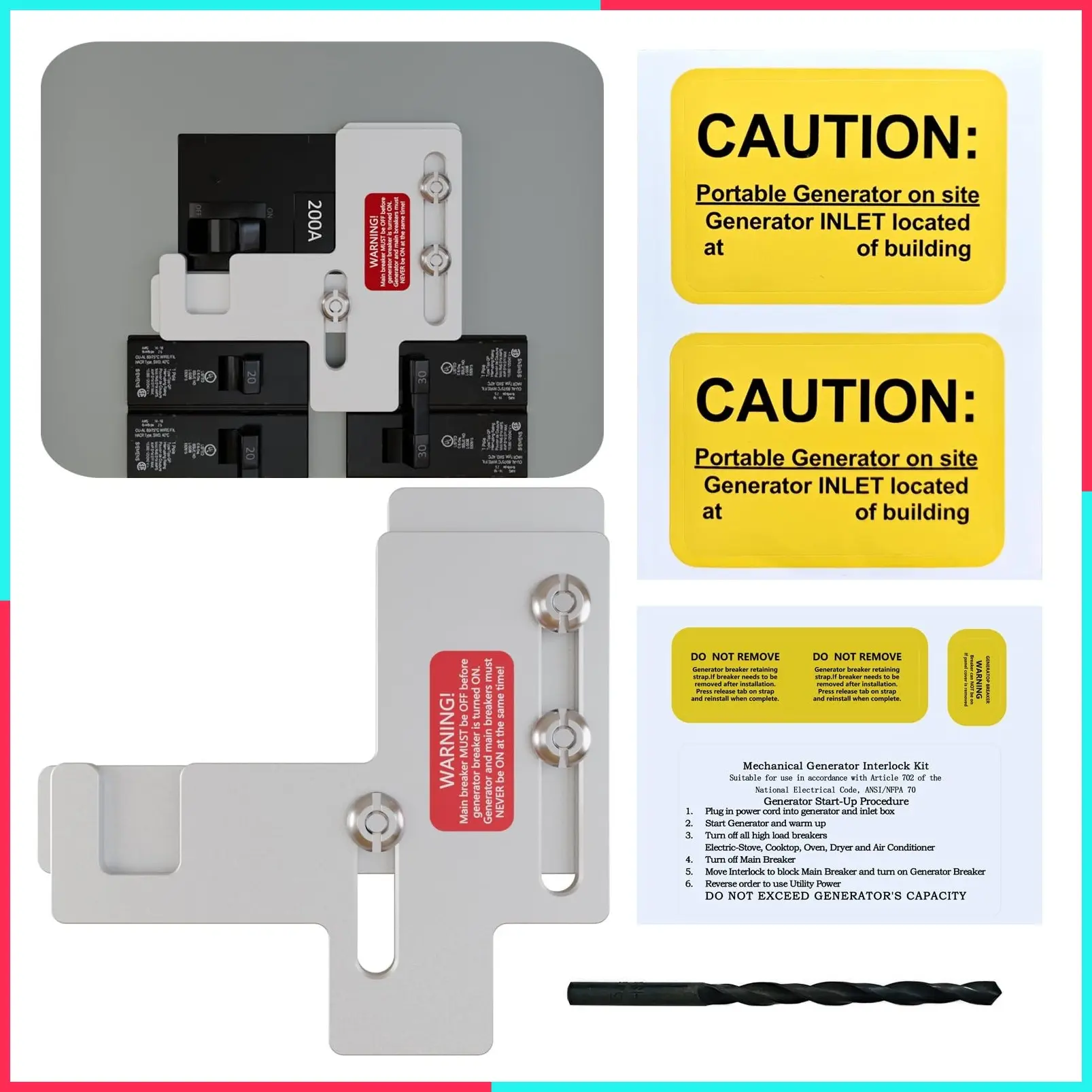 Generator Interlock Kit for Siemens or Murray 150 and 200 Amp Panels