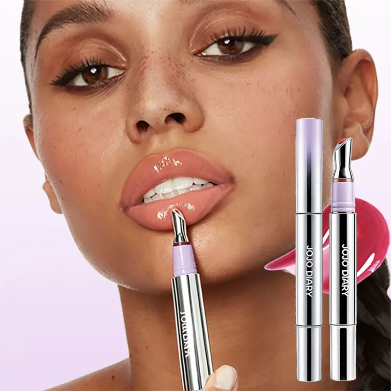 Portable Ice-Cool Metal Applicator Bubble Mirror Lip Glaze Six Shades Hydrating Lip Tint Lightweight Non-Drying