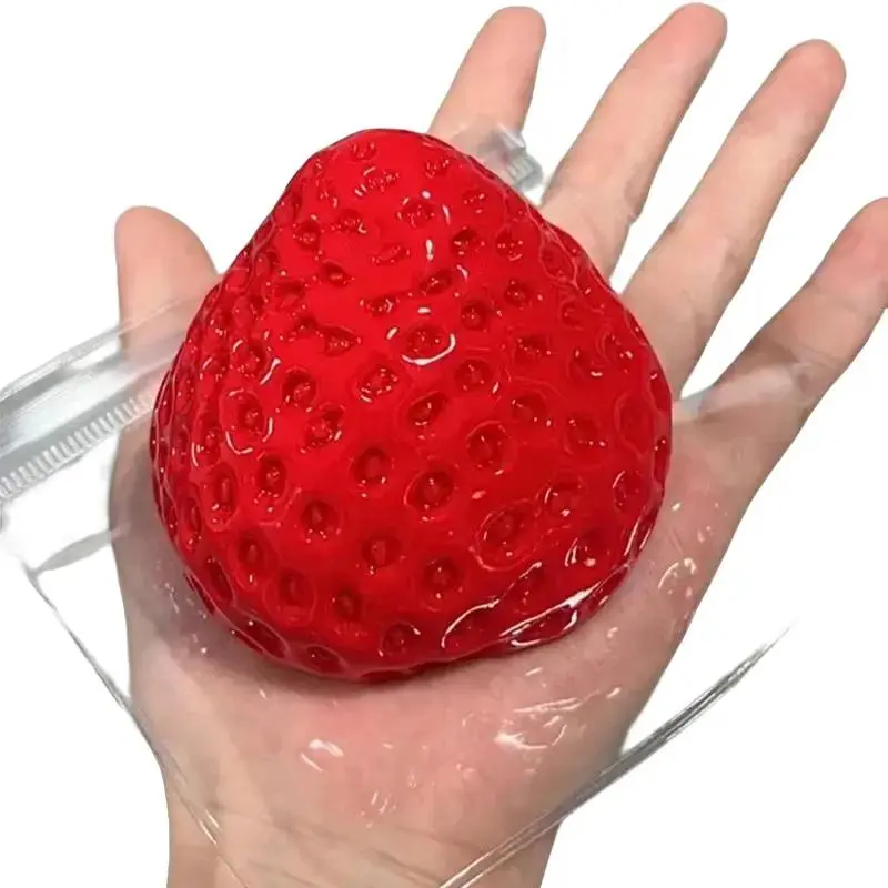 Strawberry Shape PVC-Free Phthalate-Free Stress Relief Squishy Toy - Collectible, Video Game Accessory, ASMR Sensory Release Tool for 12+ Years Old, Ideal Office Party Small Gift