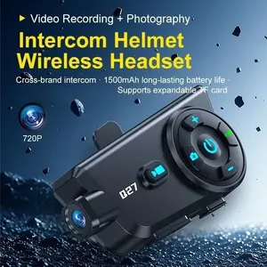 MOKATA Q27 2026 Motorcycle Helmet Wireless Headset 720P HD Video Recorder Photo Capture Walkie-Talkie Function High Definition Audio Hands-Free Call Music Control