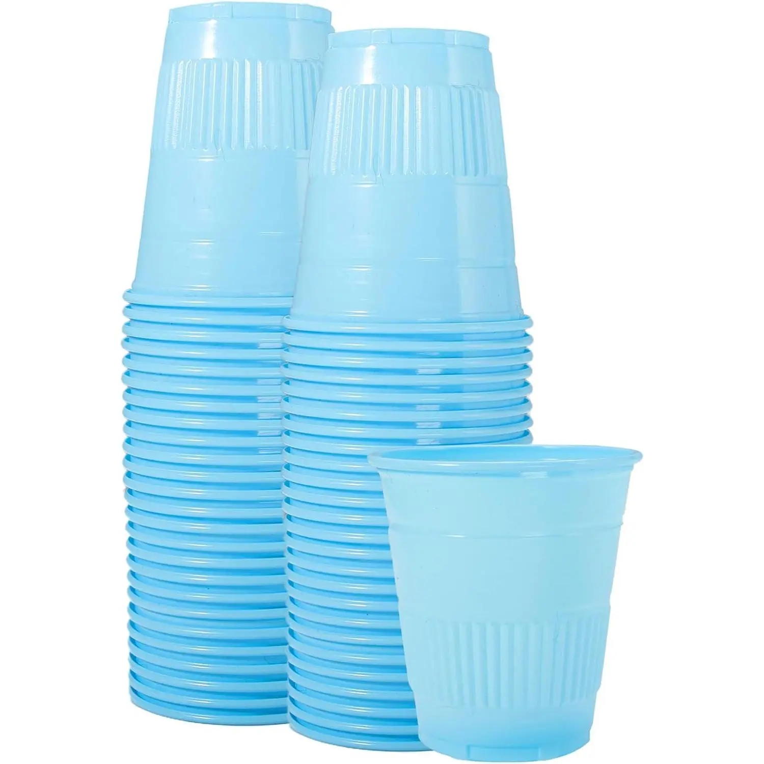 50 Pack 5 oz Pstic Cups, Reinforced Durability, , Smooth Rim for Bathroom, Travel & Small Household Use, Sky Blue