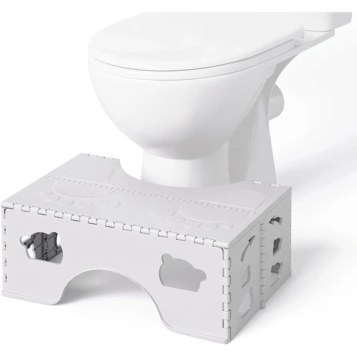 Foldable Toilet Stool Squat, 7 Inch Healthy Squatting Potty for Adults with Anti-Slip Feet, Portable Travel Poop Stool Adult, Lightweight & Easy Storage Bathroom Toilet Step Stool, Gray