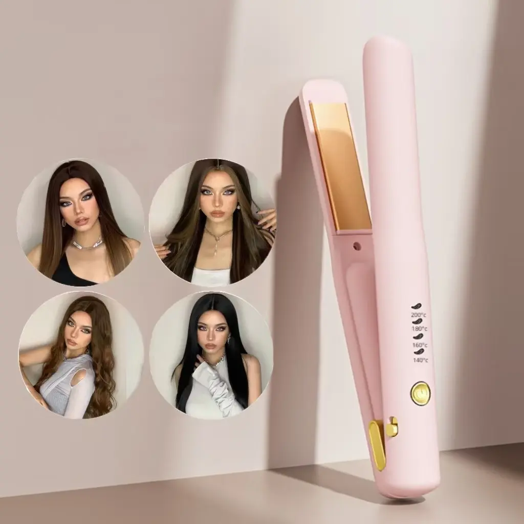 Wireless Mini Portable Hair Straightener, USB Charging, Elegant Design, Temperature Control, Quick Heating, Ideal for Home and Travel, Perfect Gift