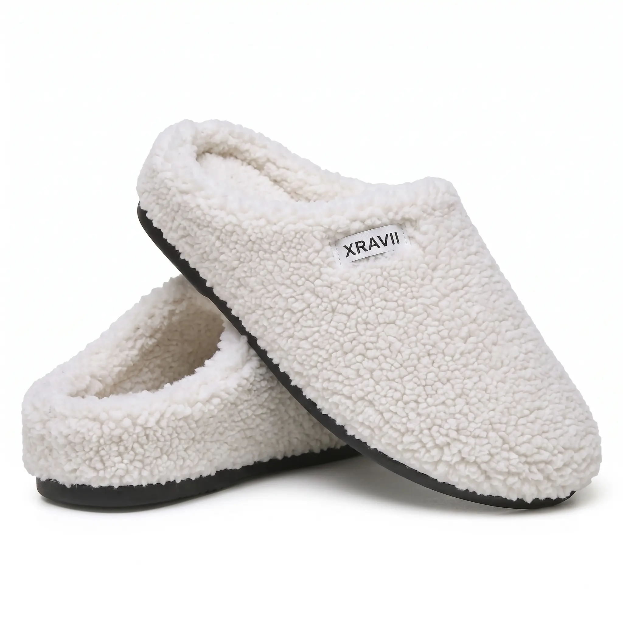 XRAVII Women's Cozy Sherpa Lamb Fleece Slippers Soft Warm Plush Mule Clogs Slip-On Indoor Outdoor House Shoes