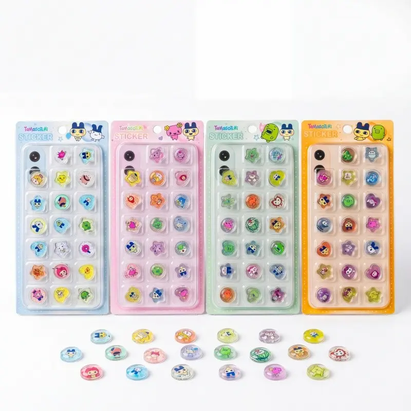 4 Sheets Set, 2026 New Japanese Style Tamagotchi Bullet Stickers, 3D Ball Stickers, Kids Cute Decorative Stickers, Phone Case Sticker, Collectible Stickers