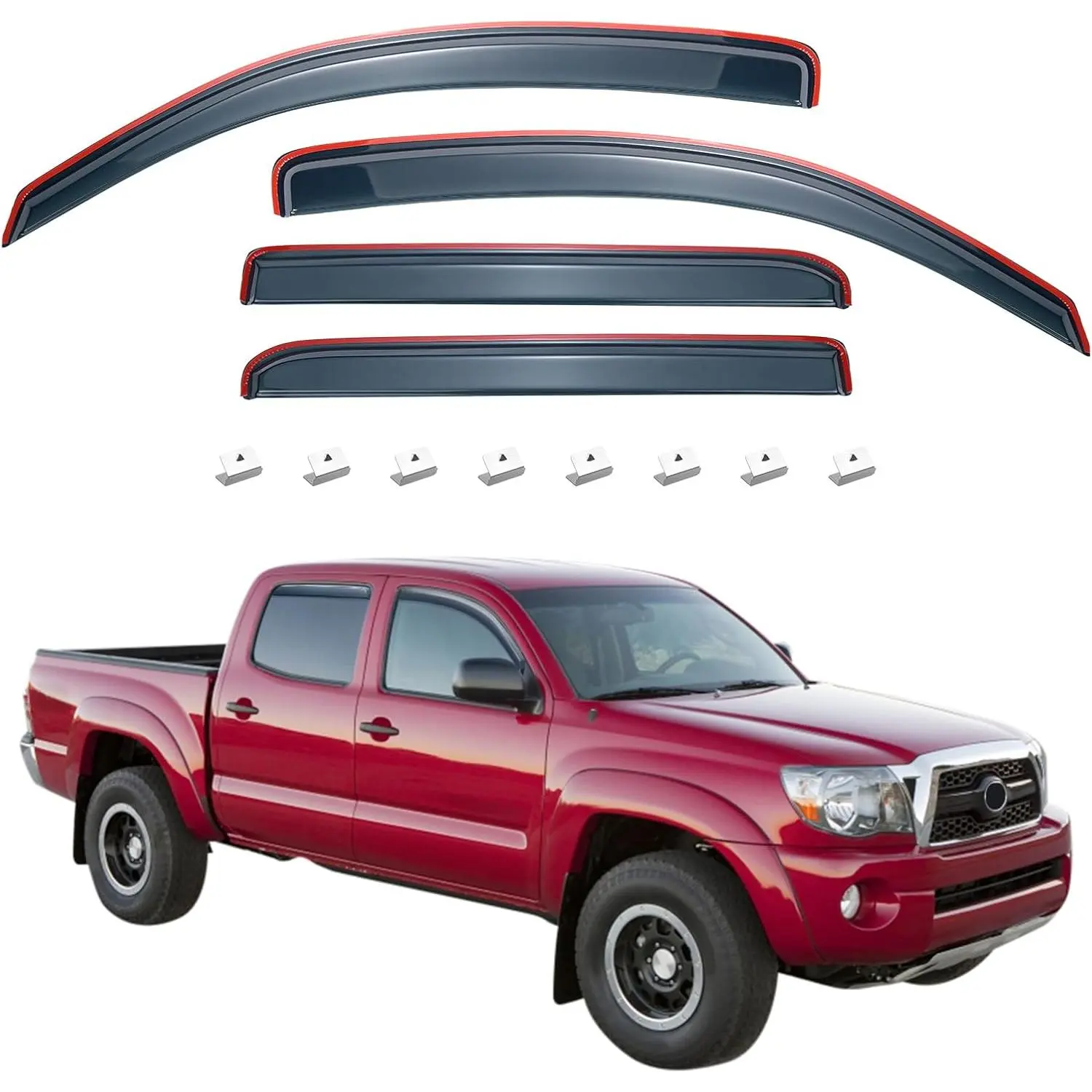 In-Channel Acrylic Vent Window Visors, Multi-Function Sun Side Window Deflectors & Visors Compatible with 2005-2015 Tacoma Double Cab, Car Accessories