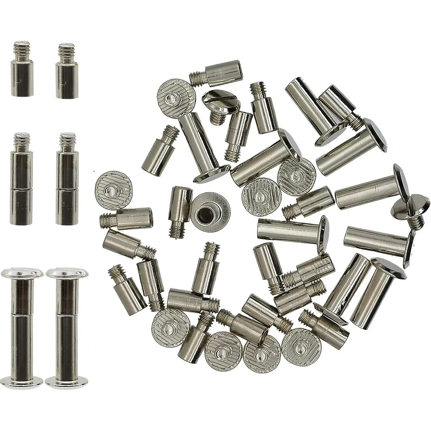 30 Pack Chicago Screws and Extension Posts for Binding Extending Scrapbook Photo Album Refill Pages, 5mm Diameter, SilverGift