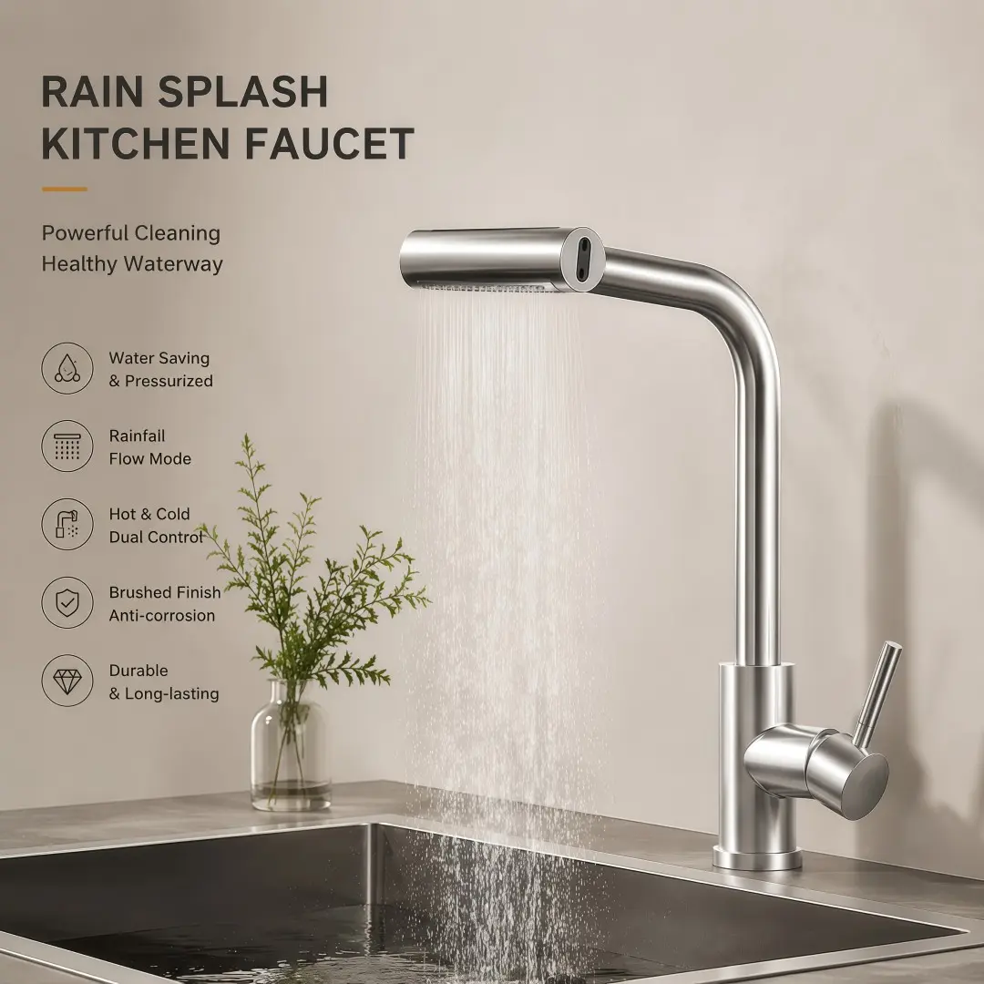 Stainless Steel Kitchen Faucet, Three Water Flow Modes, Extendable Hose, Ideal for Home Cooking and Dishwashing, Durable and Functional Design, Modern Kitchen Faucet