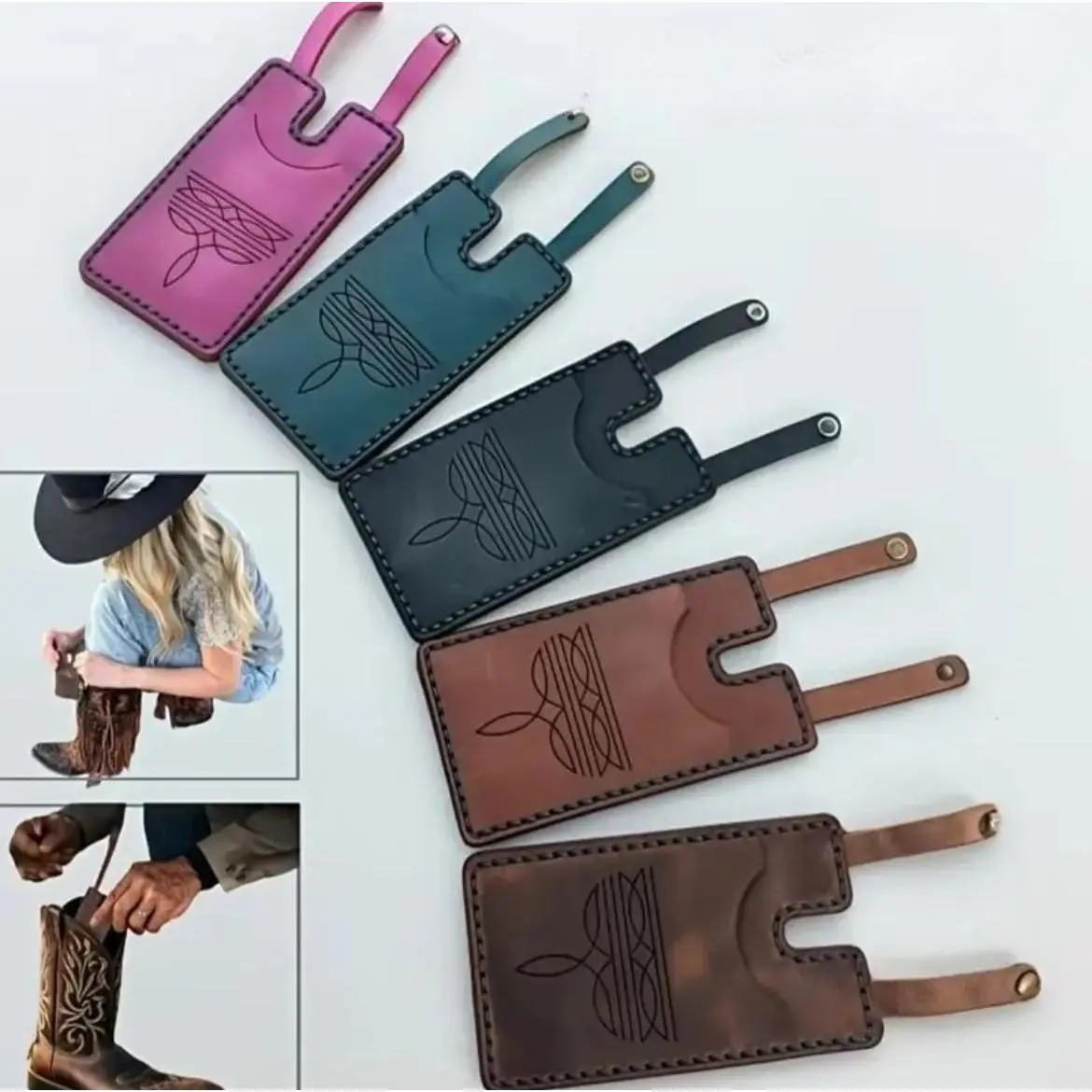5-Pack Western Wallet Wristlets for Men & Women, Casual PU Leather Mini Boot-Shaped Crossbody Purse with Card Slots, Wallet Wristlet, Western Wallets