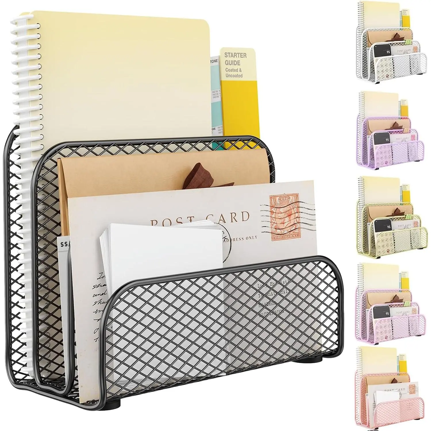 Mail Organizer Countertop | Mail Sorter with 3-Slot Mail Holder Letter Holder for Desk Bill Organizer for Office Receipts and Letter Paper Storage(Black)